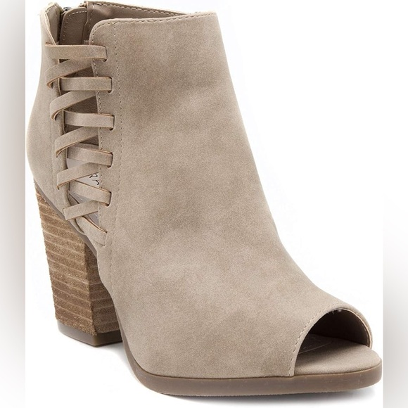 Rampage Tan Wedge Peep Toe Booties Size 7.5 - Picture 2 of 14